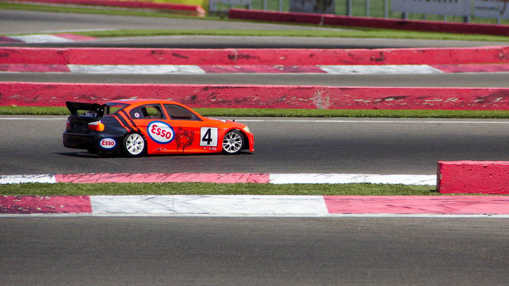 Remote control car on a track